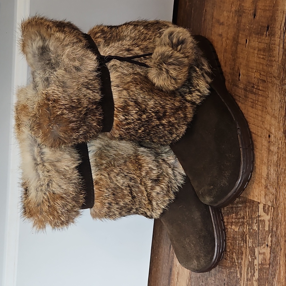 Rabbit Fur Trimmed Barepaw Boots